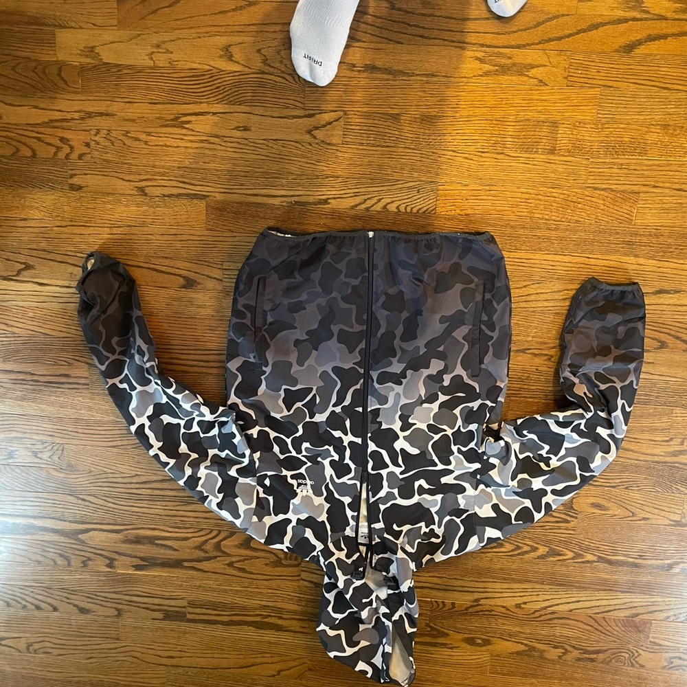 Black and white adidas Camouflage Zip-Up rain Jacket